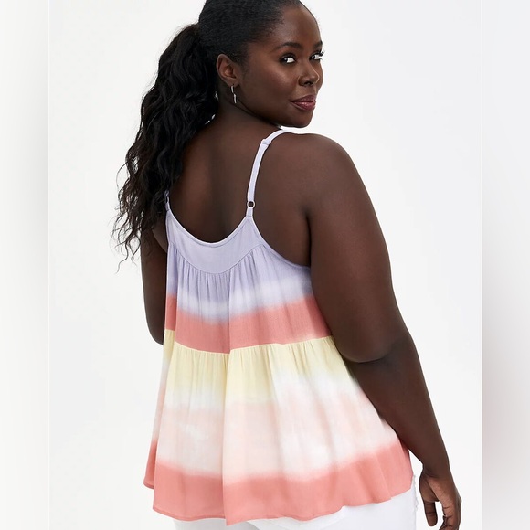 Torrid Multicolor Stripe Gauze Tiered Babydoll Cami - Picture 2 of 7